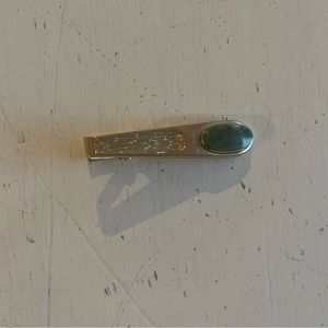 Anson Tie Clip Tie Bar Green Stone Grandpa Classic Office Retro